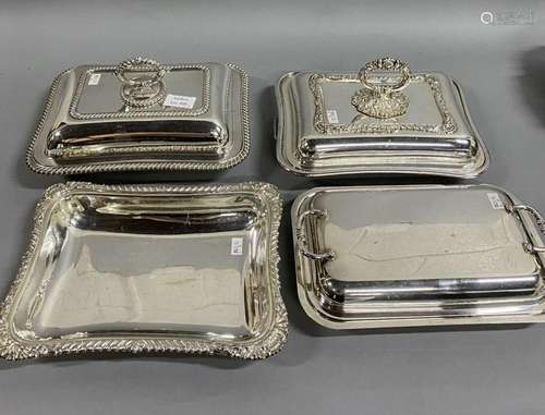 Small Quantity of Silverplate Lidded Tureens,