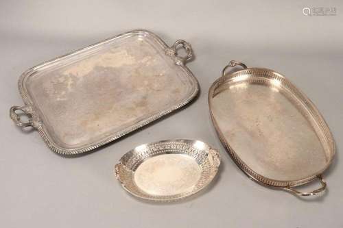 Three Silver Plate Twin Handled Trays,