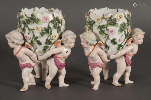 Pair of 19th Century German Porcelain Figural Bowl