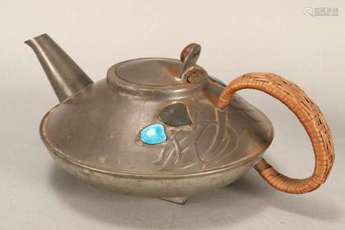 Tudric Pewter and Enamel Teapot,