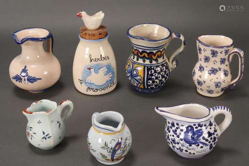 Six Assorted Majolica Jugs,