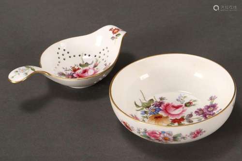 Royal Crown Derby Porcelain Strainer and Bowl,