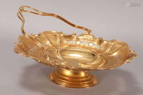 English Gilt Silver Plate Cake Basket,