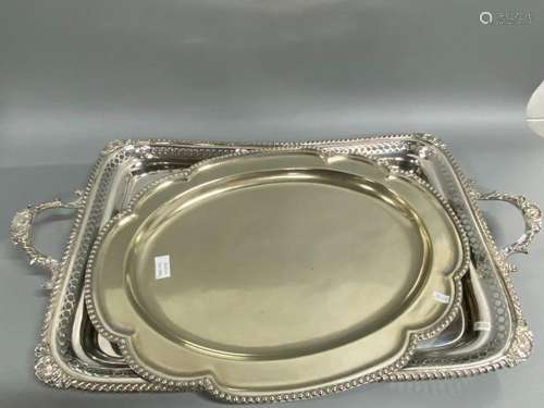 Two Large Silver Plate Serving Trays,