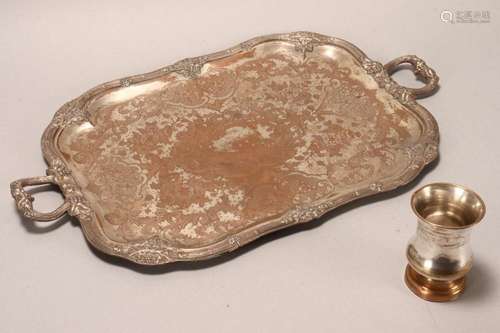 Old Sheffield Plate Twin Handled Tray,