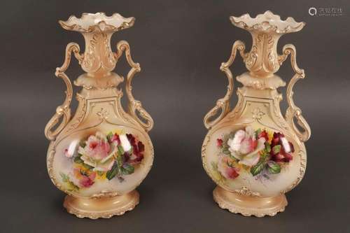 Pair of Large Twin Handled Vases,