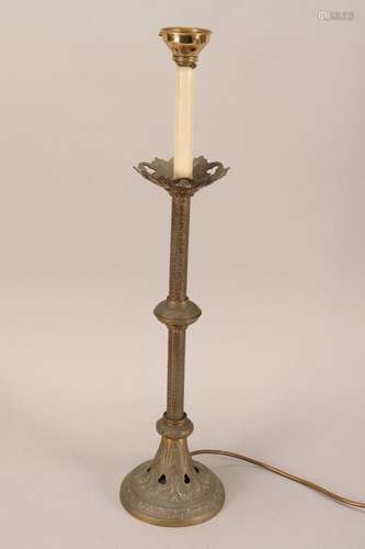 Large Brass Candlestick Lamp,