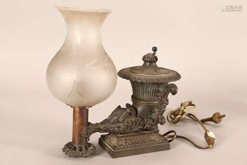 19th Century Bronze Argand Boar Lamp,