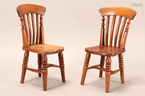 Two Apprentice Wooden Spindle Back Chairs,