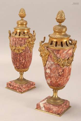 Pair of Italian Marble and Gilt Classical Style