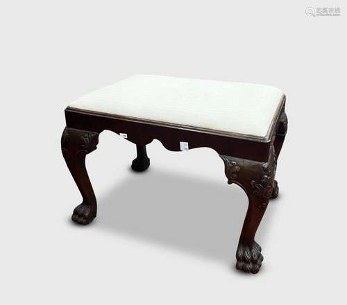 Chippendale Style Upholstered Stool,