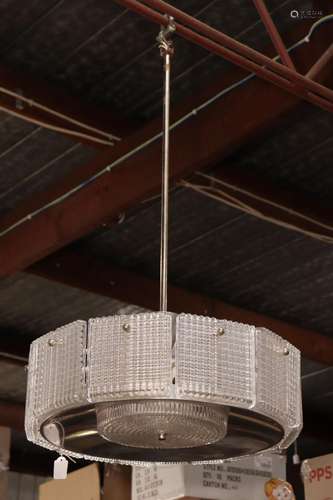 1970's Glass & Chrome Chandelier and Sconce,