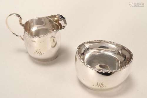 George V Sterling Silver Sugar Bowl and Creamer,