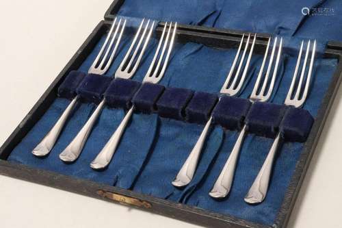 Six George V Sterling Silver Fruit Forks,