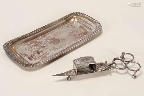 Sheffield Plate Candle Snuffer/ Trimmer and Tray,