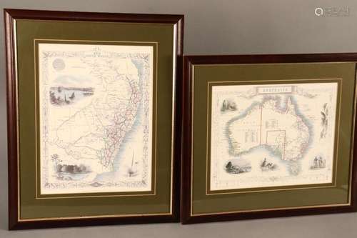 Two Framed Prints of Australia and New South Wales