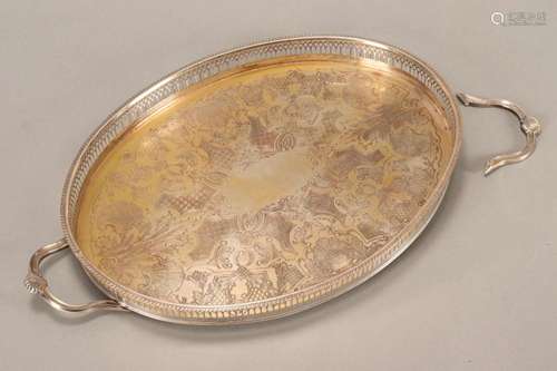 Handsome Silver Plate Gallery Tray,