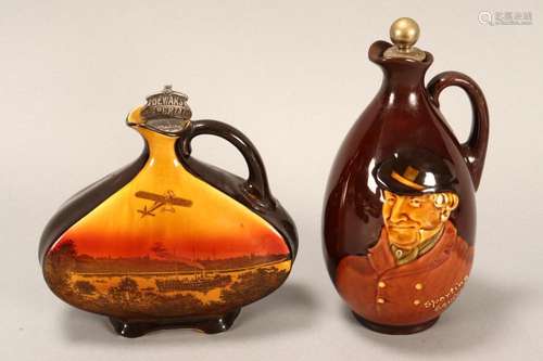 Two Royal Doulton Dewars Whiskey Flasks and