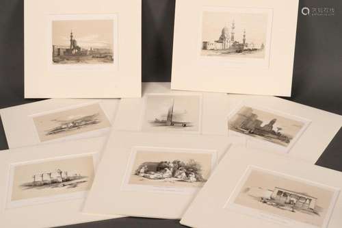 Set of Eight 19th Century David Roberts Etchings,