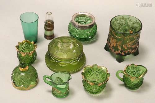 Quantity of Assorted Green Glass,