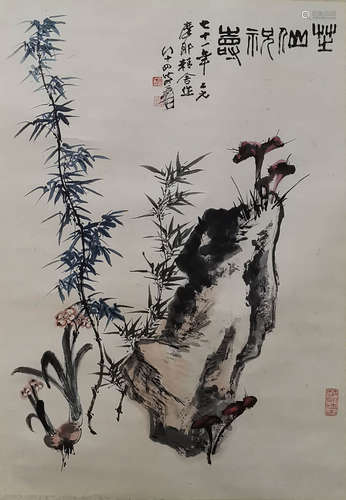 張大千花鳥紙本立軸