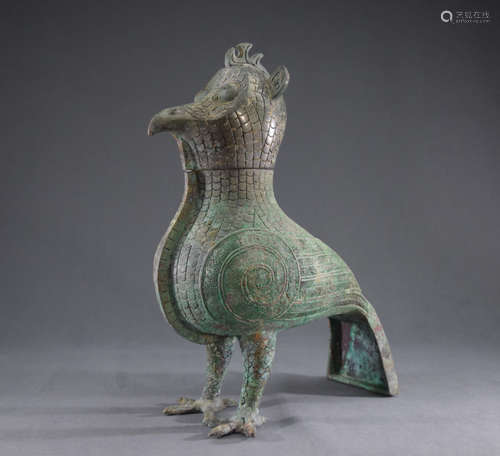 Chinese Bronze Bird Shape Pot