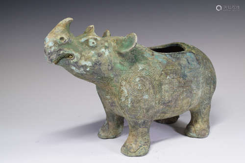 Chinese Bronze Rhino Pot