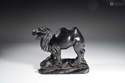 Black Stone Camel Figure