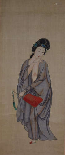 Chinese Lady Silk Painting