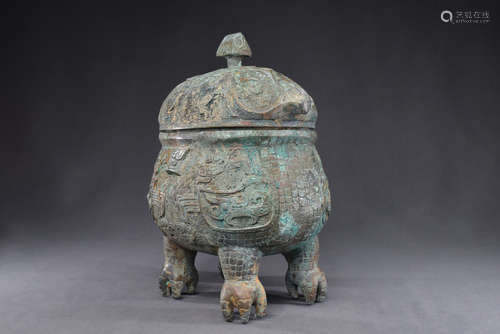 Chinese Bronze Bird Shape Pot