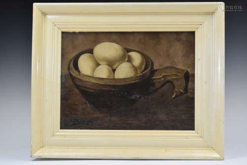 A Basket Egg Oil Painting