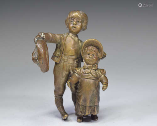 Bronze Boy with Girl Figure