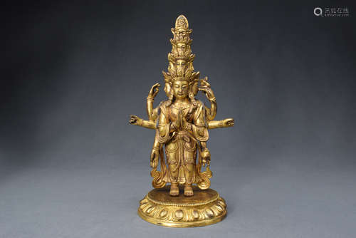 Gilt Bronze Buddha Figure Statue