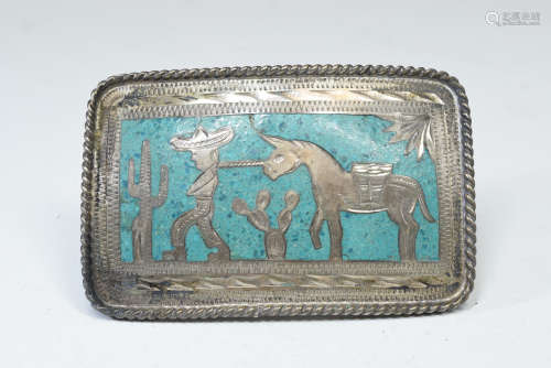 Sterling Silver Turquoise Belt Buckle