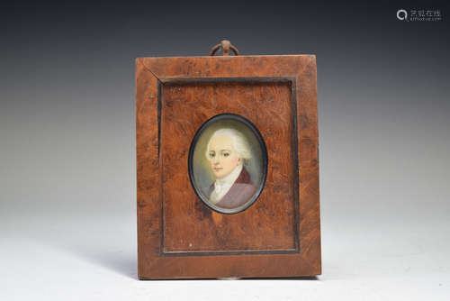 Hand Painted Man Portrait with Wood Frame