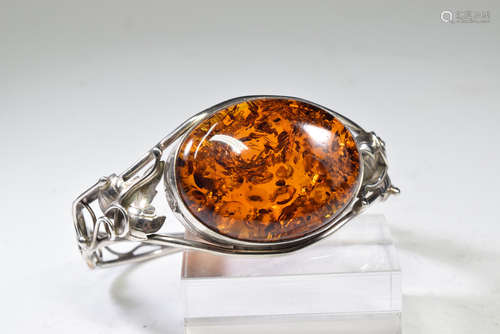 Amber Sterling Silver Bangle