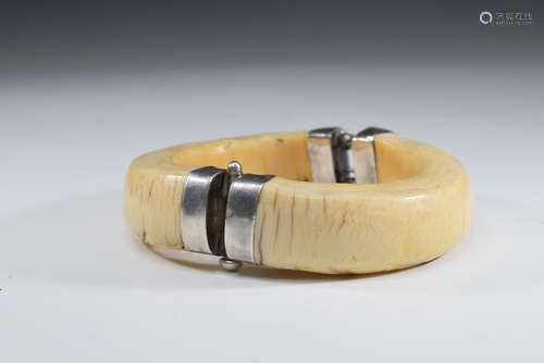 White Bone Sterling Silver Bangle