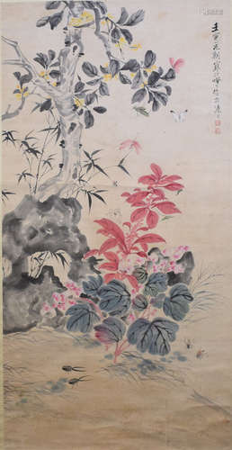 Chinese Insect with Grass Painting, Jiang Handing