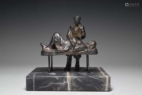 Silver Doctor with Pregnant Woman Figure