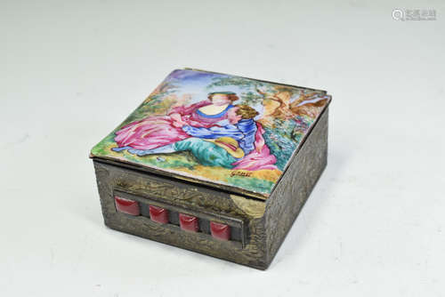 Drawing Bronze Enamel Box