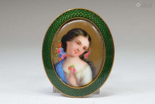 Bronze Enamel Porcelain Portrait Ornament