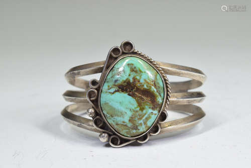 Navajo Sterling Silver Turquoise Cuff