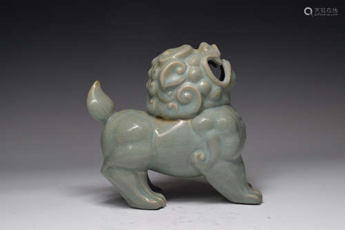 Grey Glazed Porcelain Lion Ornament