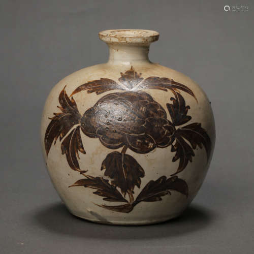CHINA SONG DYNASTY CIZHOU WARE IRON EMBROIDERED PLUM VASE
