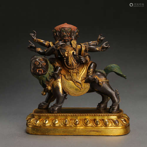 CHINESE QING DYNASTY GILT BRONZE BUDDHA STATUE