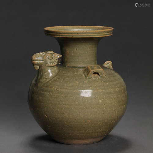 CHINESE SUI DYNASTY XIANGZHOU WARE CELADON SHEEP'S HEAD DOUB...