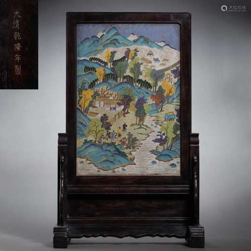CHINESE QING DYNASTY CLOISONNE SCREEN