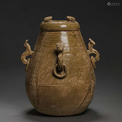 YUE WARE CELADON-GLAZED BRONZE JAR IN THE SOUTHERN AND NORTH...