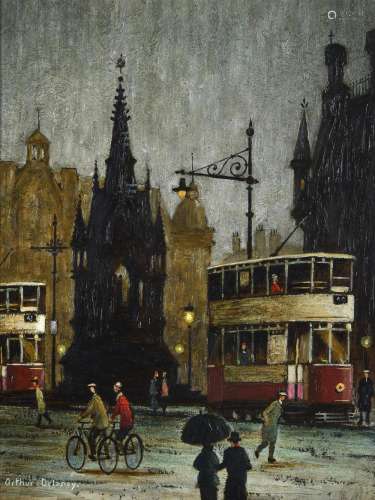 λ Arthur Delaney (British 1927-1987), Two trams by the Alber...
