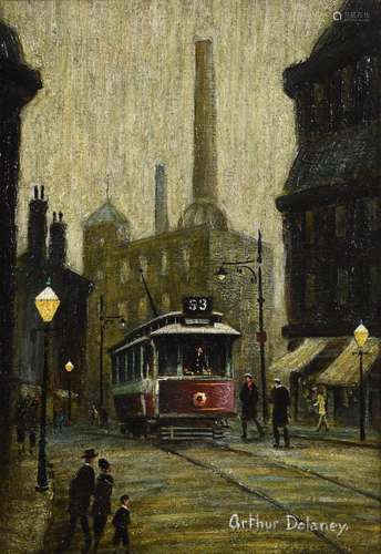 λ Arthur Delaney (British 1927-1987), A tram with a mill bey...